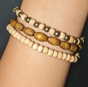 Lot of 3 Wooden Beaded Bracelets